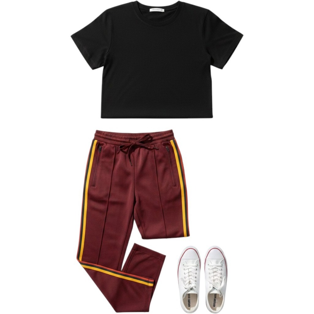Jared Lang After Hours Premium Side Stripe Jogger Pants burgundy/maroon retro